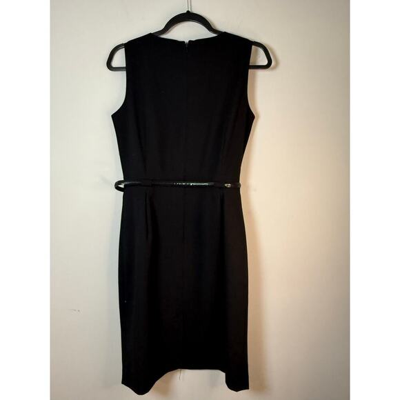 Calvin Klein Little Black Dress belted zip back fully lined size 8 - Picture 2 of 8
